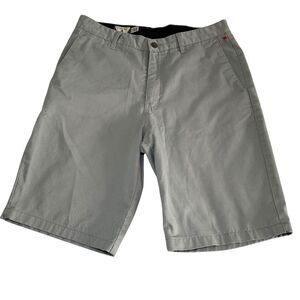Volcom Chino Khakis Shorts Men's 32 Gray Flat Front Casual Preppy Skateboarding